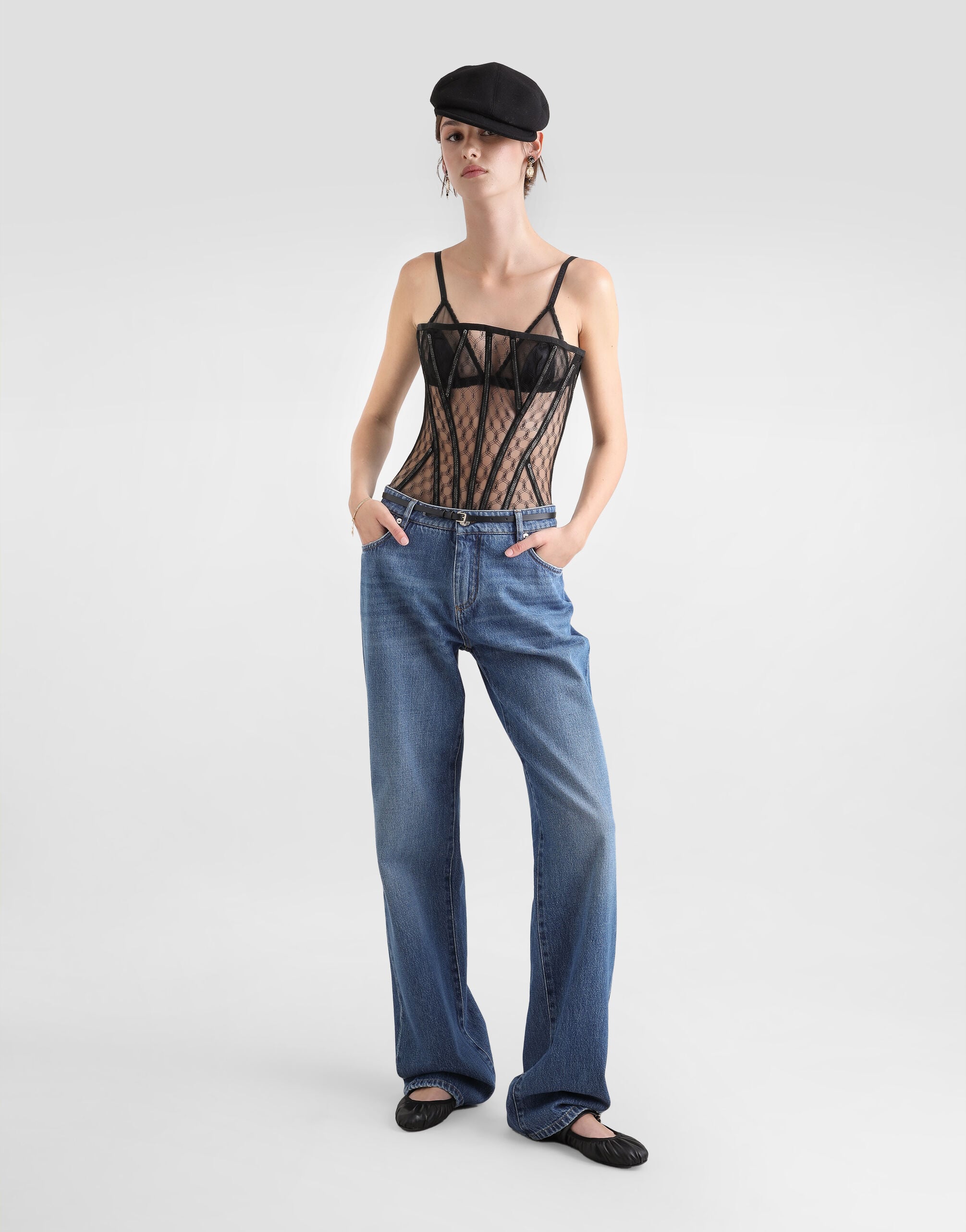 Mesh tulle corset in Black for Women | Dolce&Gabbana® US