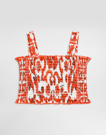 Dolce & Gabbana Majolica-print poplin top Multicolor L51N78G7P4J