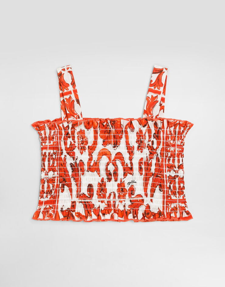 Dolce & Gabbana Majolica-print poplin top Multicolor L51N78G7P4J