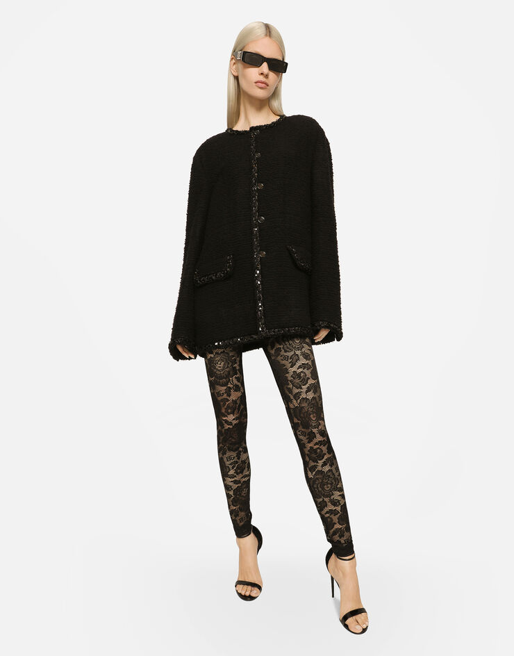 Dolce&Gabbana Leggings im floralen Ajourmuster Schwarz FTB5TTFLUBF