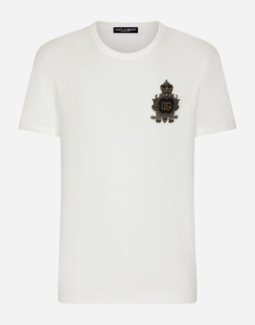 Dolce & Gabbana Cotton T-shirt with heraldic DG logo patch White G8OU9ZFU7EQ