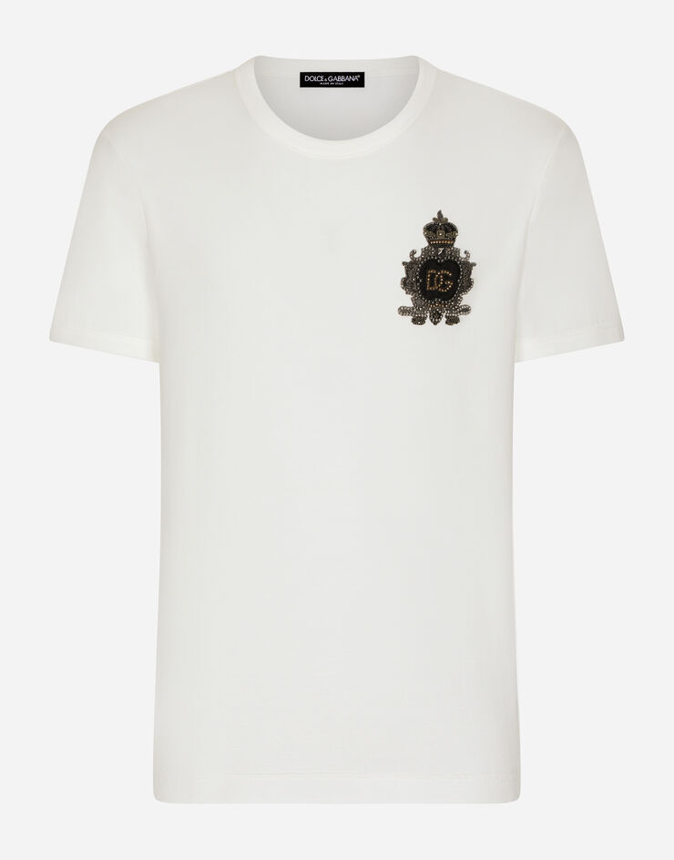 Dolce & Gabbana تيشيرت قطني برقعة شعار DG أبيض G8OU9ZFU7EQ