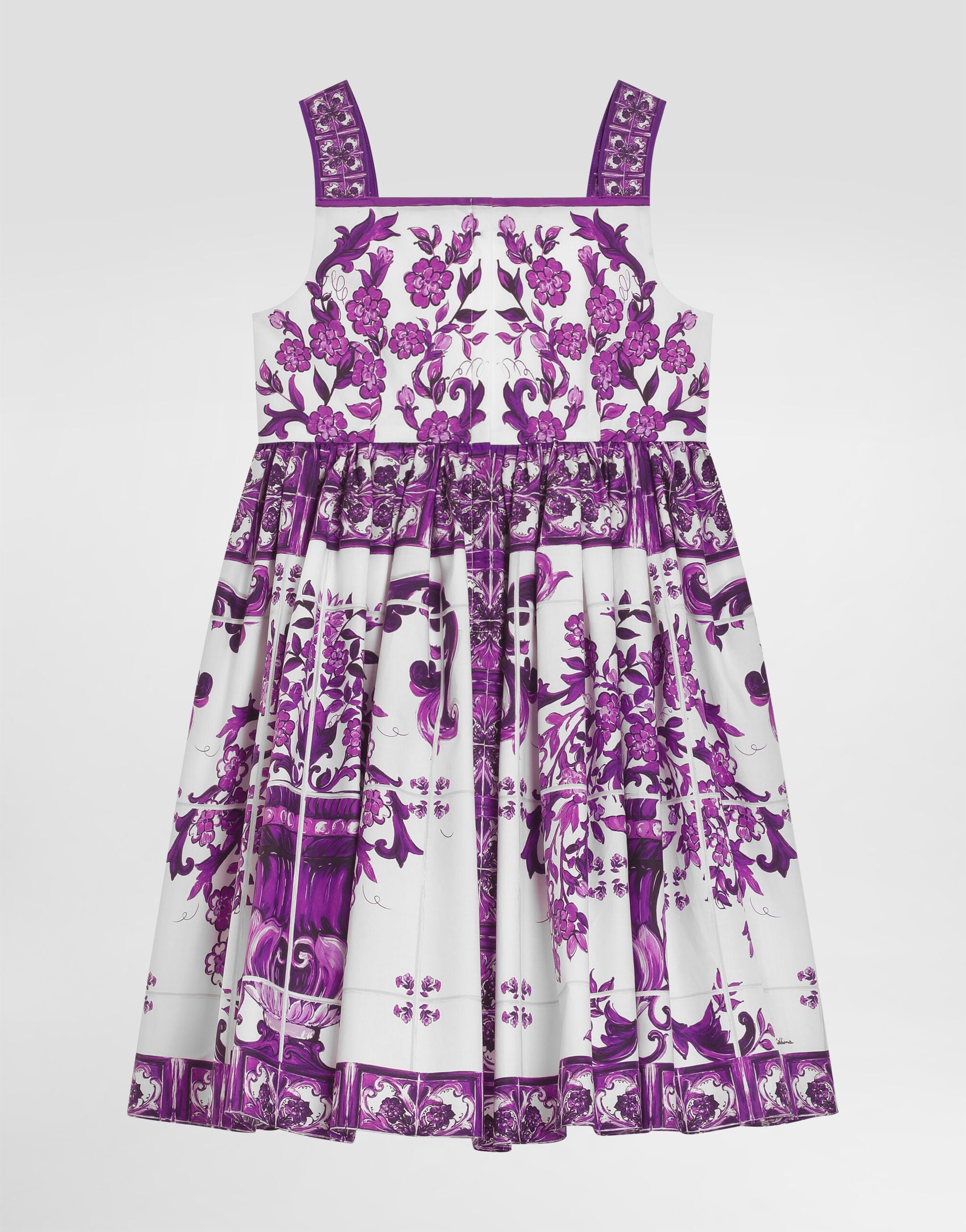 Majolica-print sleeveless popeline dress in Multicolor for Girls