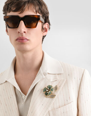 Dolce & Gabbana Flower brooch with rhinestones Gold WPS3F2W1111