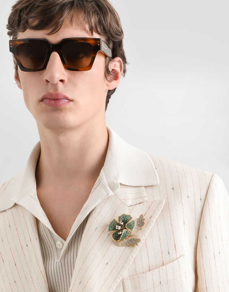 Dolce & Gabbana Flower brooch with rhinestones Gold WPS3F2W1111