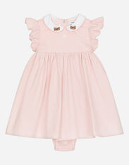 Dolce & Gabbana Poplin dress with baby leopard embroidery Pink DK0065A1293