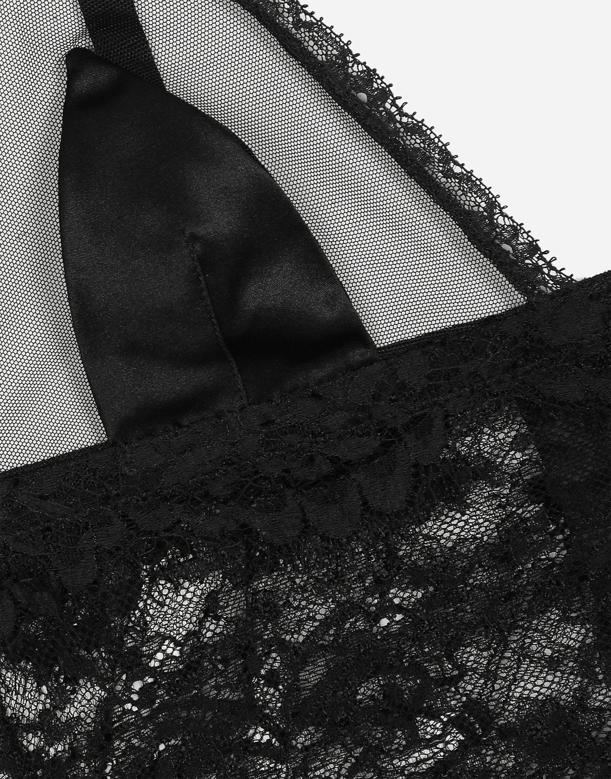 DOLCE & GABBANA レースディテールソフトカップサテンブラ Dolce & Gabbana レースディテール サテンブラ | パープル