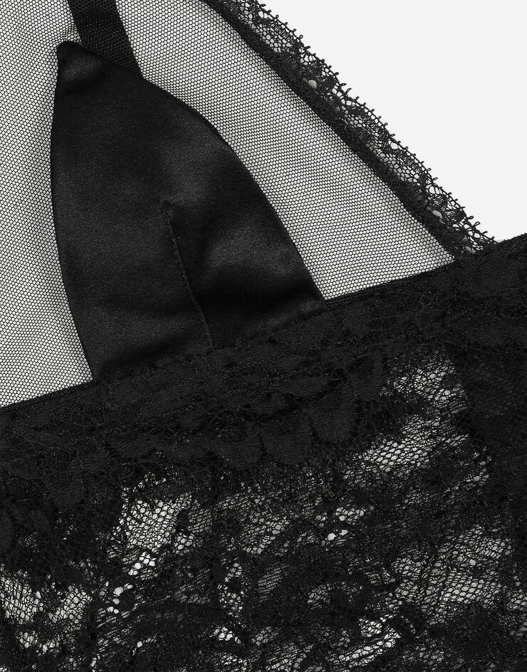 Dolce & Gabbana Soft-cup satin bralette with lace detailing Black O7C46TONO23