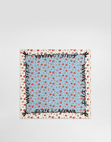 Dolce & Gabbana Small rose-print silk twill scarf 50x50 Multicolor FN093RGDDLO