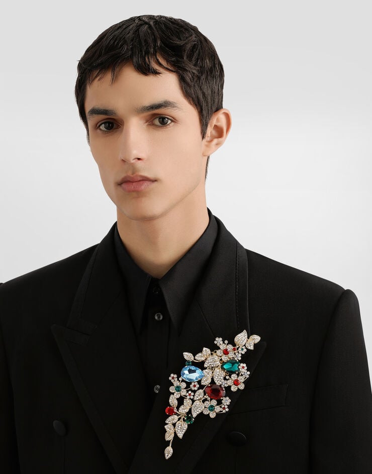 Dolce & Gabbana دبوس بروش زهور كبير بأحجار راين Multicolor WPR7F5W1111