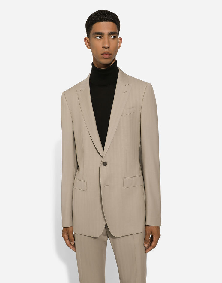 Dolce & Gabbana Traje Martini de botonadura sencilla con rayas diplomáticas Beige GK0RMTFR20O
