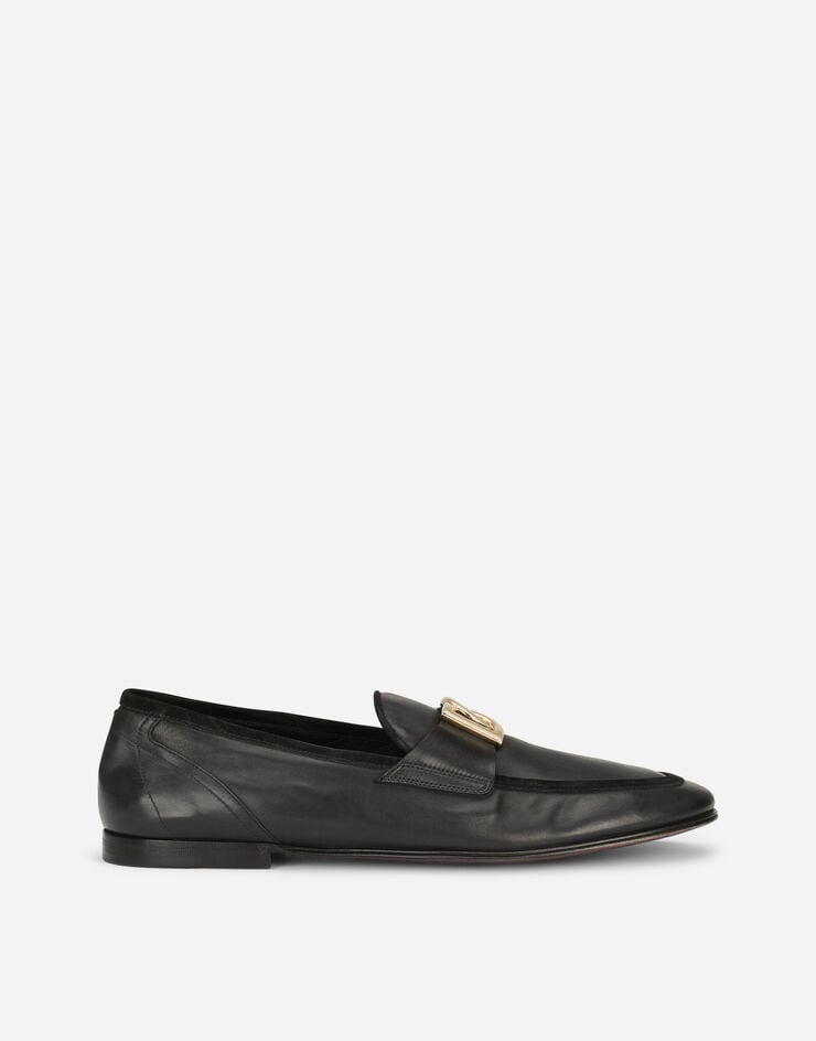Dolce & Gabbana Slippers en cuir de veau Noir A50462AQ993