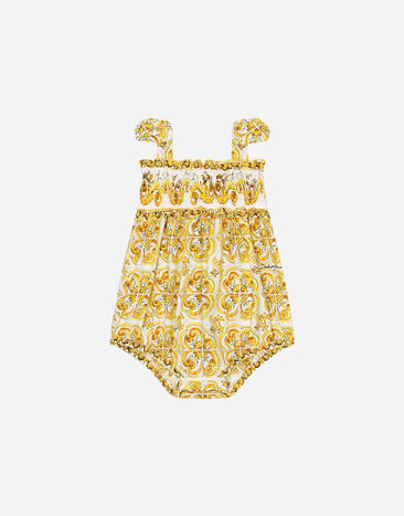 Dolce & Gabbana بدلة رومبر بوبلين بطبعة ماجوليكا صفراء مطبعة L23DI5FI5JW