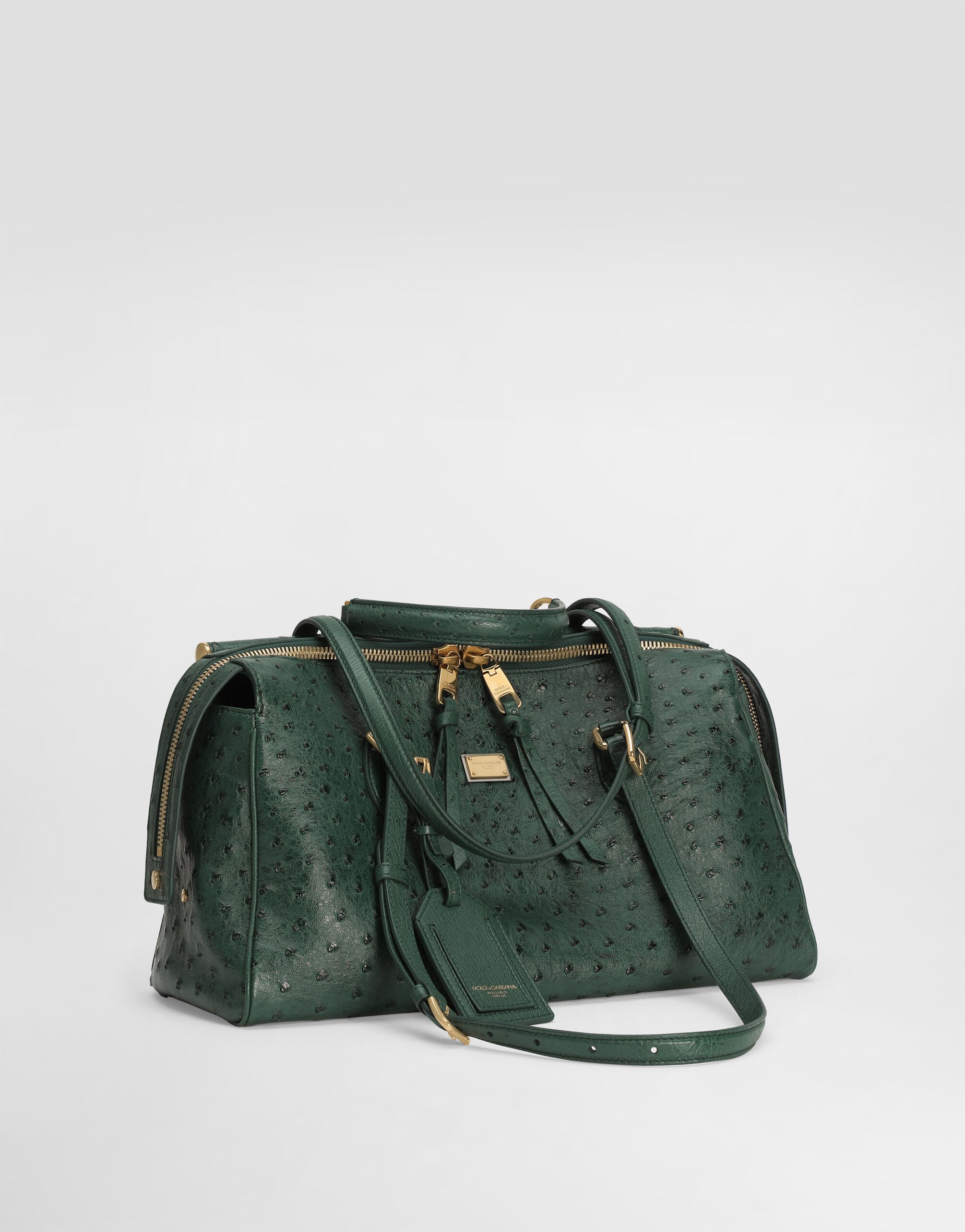 Vittoria ostrich leather handbag in Green for Women