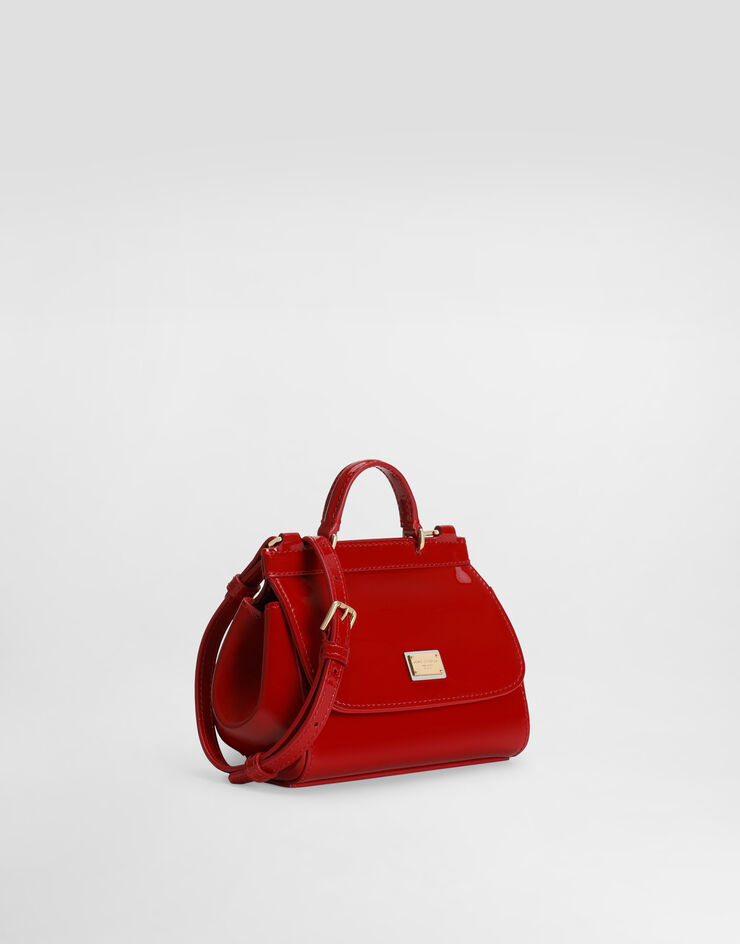 Dolce & Gabbana حقيبة سيسيلي صغيرة من جلد لامع أحمر EB0003A1067