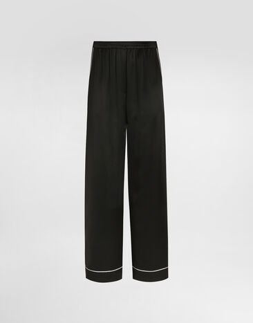 Dolce & Gabbana Silk pajama pants with contrasting piping Black FTAMPTFU1AU