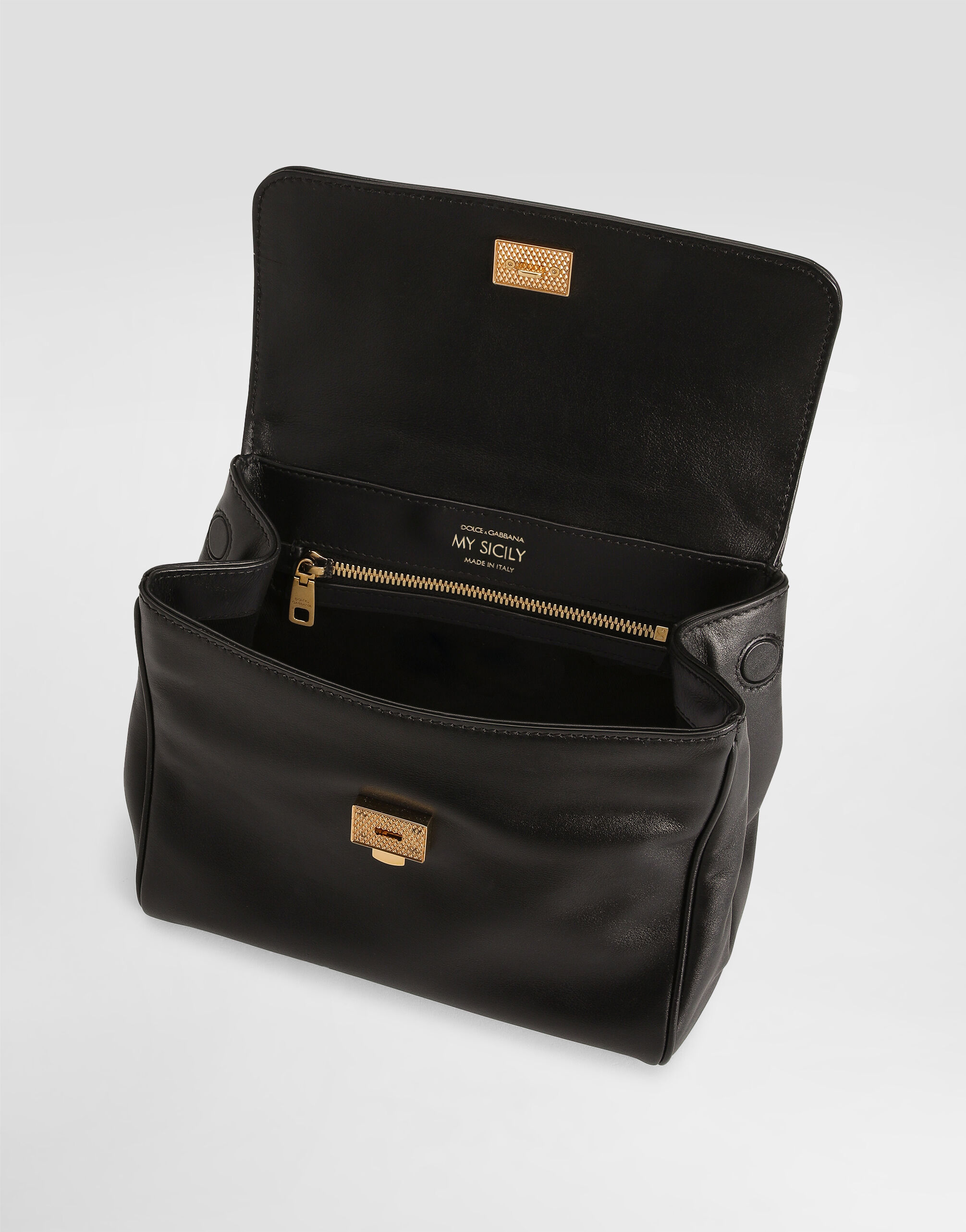 My Sicily handbag in plongé calfskin in Black for Women