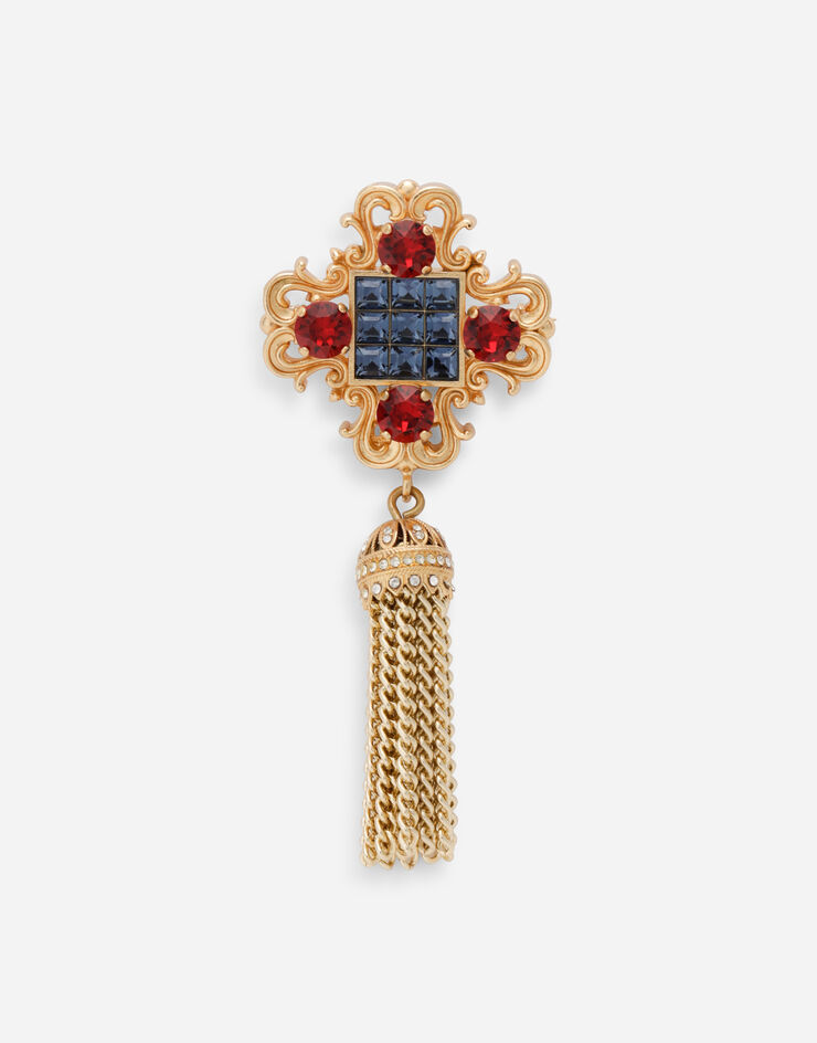 Dolce & Gabbana Brosche mit Strass und Quaste Gold WPO3S4W1111