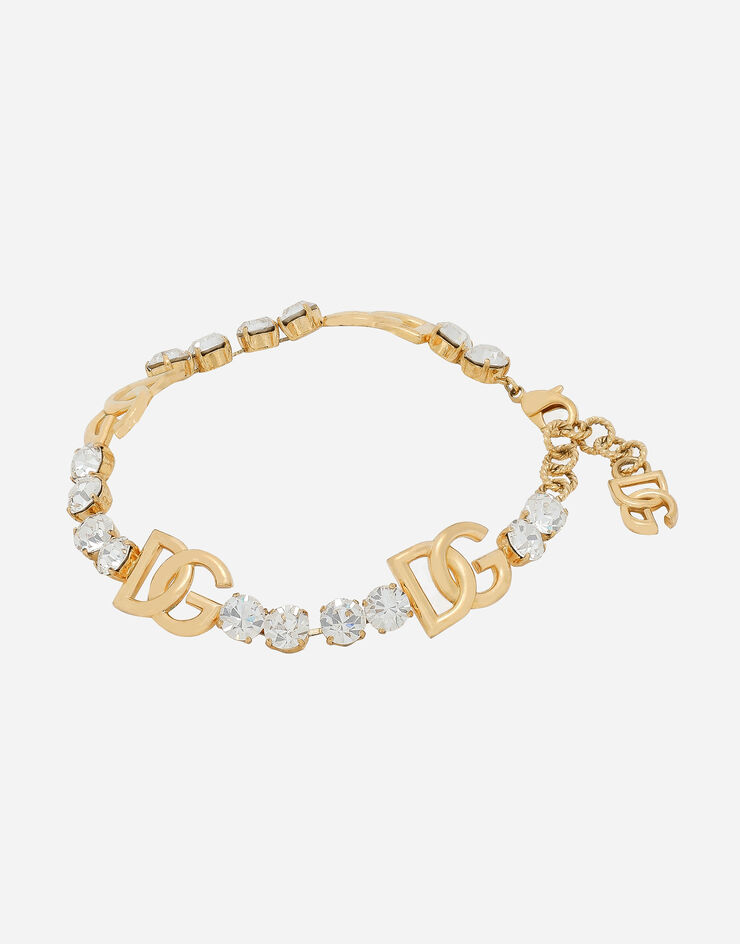 Dolce & Gabbana Rhinestoned choker with DG logo Gold WNO4S6W1111