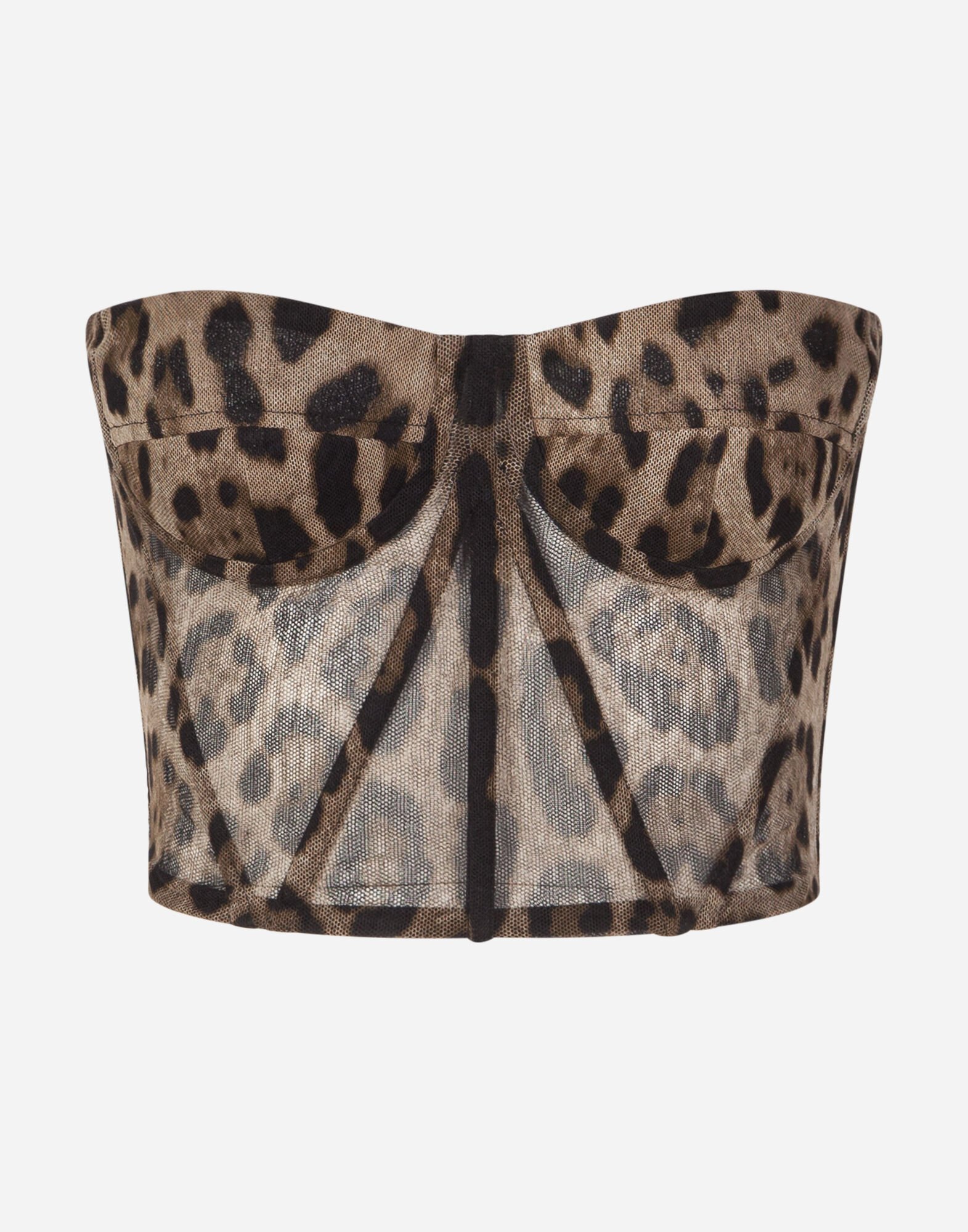 Dolce&Gabbana Leopard-print tulle bustier Animal Print F5N70TIS1MN