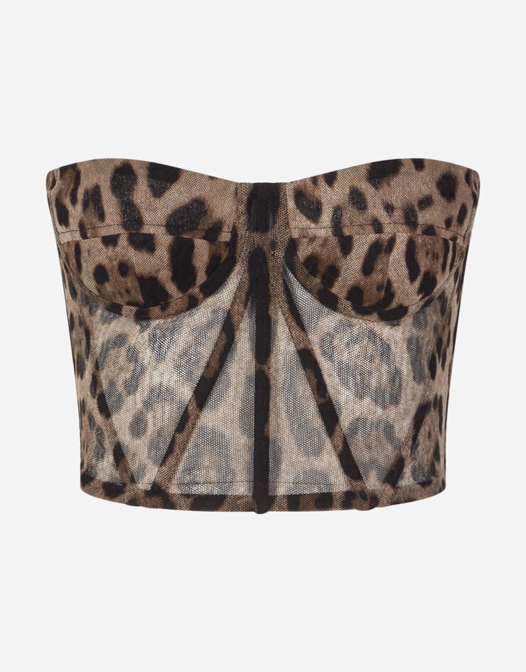 Dolce & Gabbana Corpiño de tul con estampado de leopardo Multicolor F73V4TFSEGZ
