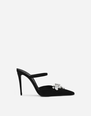 Dolce & Gabbana Satin mules with embroidery Black BB6711AV893