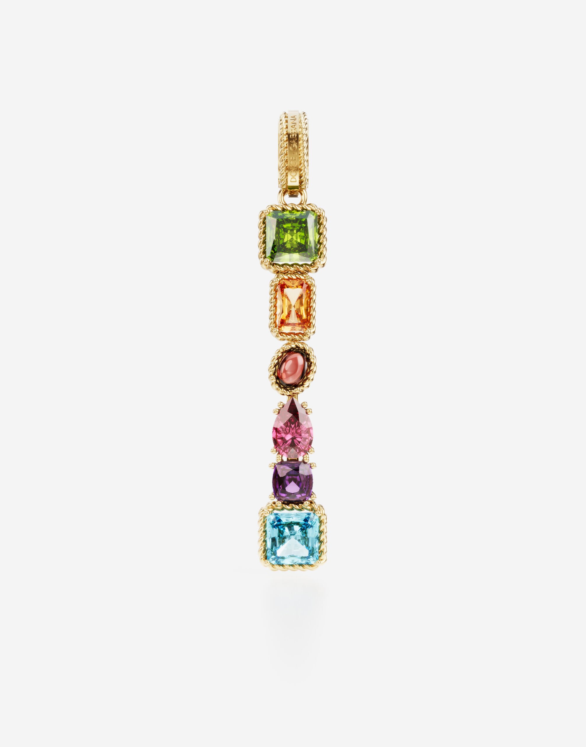 Dolce & Gabbana Подвеска в форме буквы I Rainbow alphabet из желтого золота 18 карат с разноцветными камнями ЗОЛОТОЙ WANR1GWMIXA