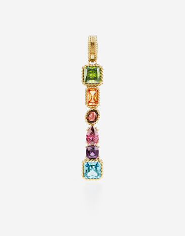 Dolce & Gabbana Rainbow alphabet I 18 kt yellow gold charm with multicolor fine gems Gold WANR1GWMIXA