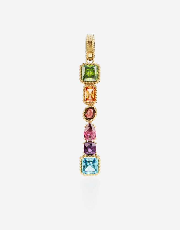 Dolce & Gabbana Rainbow alphabet I 18 kt yellow gold charm with multicolor fine gems Gold WANR1GWMIXI