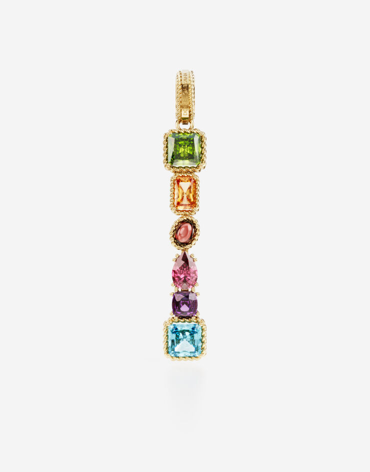 Dolce & Gabbana Подвеска в форме буквы I Rainbow alphabet из желтого золота 18 карат с разноцветными камнями ЗОЛОТОЙ WANR1GWMIXI