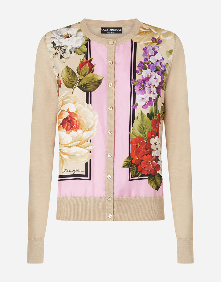 Dolce & Gabbana FLORAL-PRINT TWILL AND SILK CARDIGAN ESTAMPADO DE FLORES FX619TJASKK