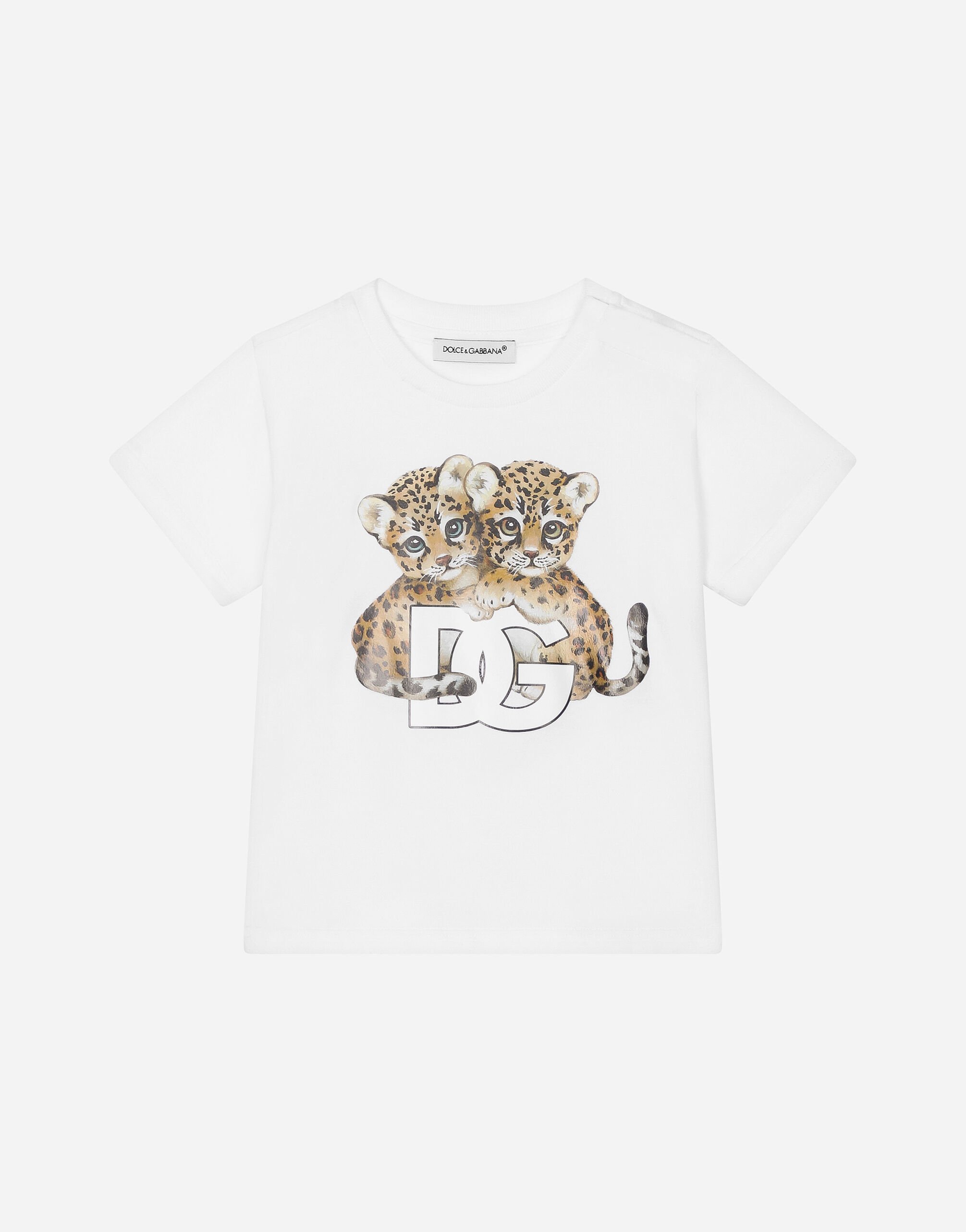 Dolce & Gabbana Kurzarm-T-Shirt aus Jersey mit Print Weiss L1JTEYG7K7R