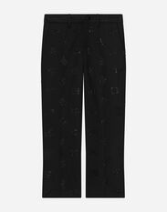 Dolce & Gabbana Classic wool pants with all-over fusible-rhinestone logo Multicolor L4JPFNHS7KD