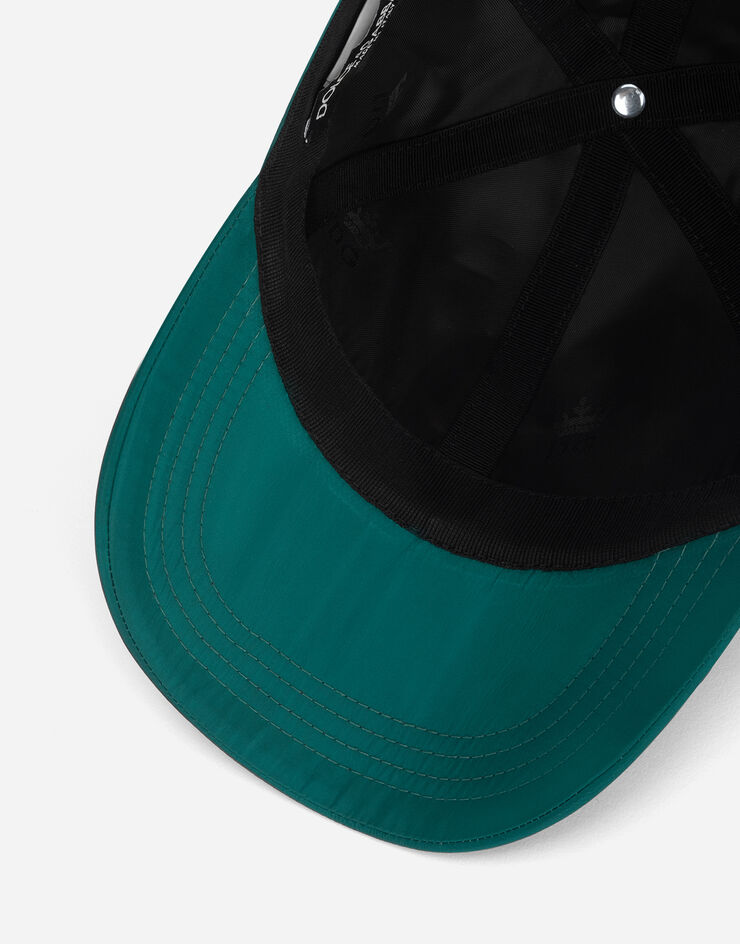 Dolce & Gabbana Cappello da baseball nylon con placca logata Verde GH590AGF506