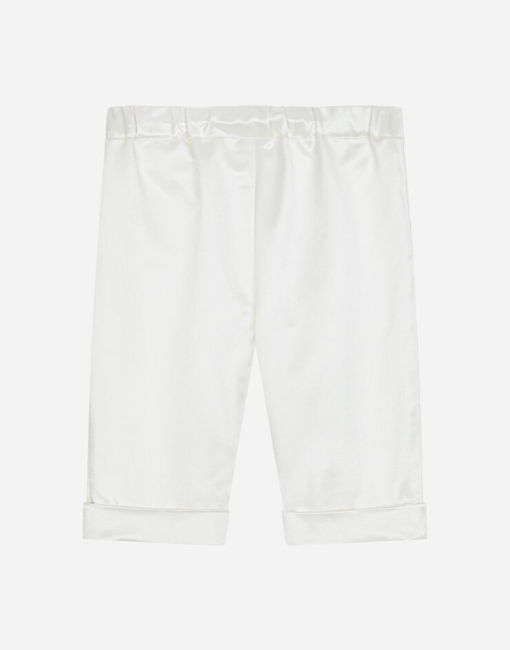 Dolce & Gabbana Silk duchesse pants with DG logo White L13P99FU1A9