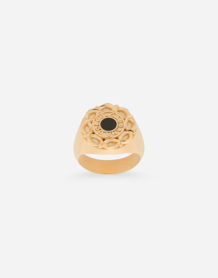 Dolce & Gabbana خاتم مطلي بالمينا وزهور ذهبي WRQ5S3W1111