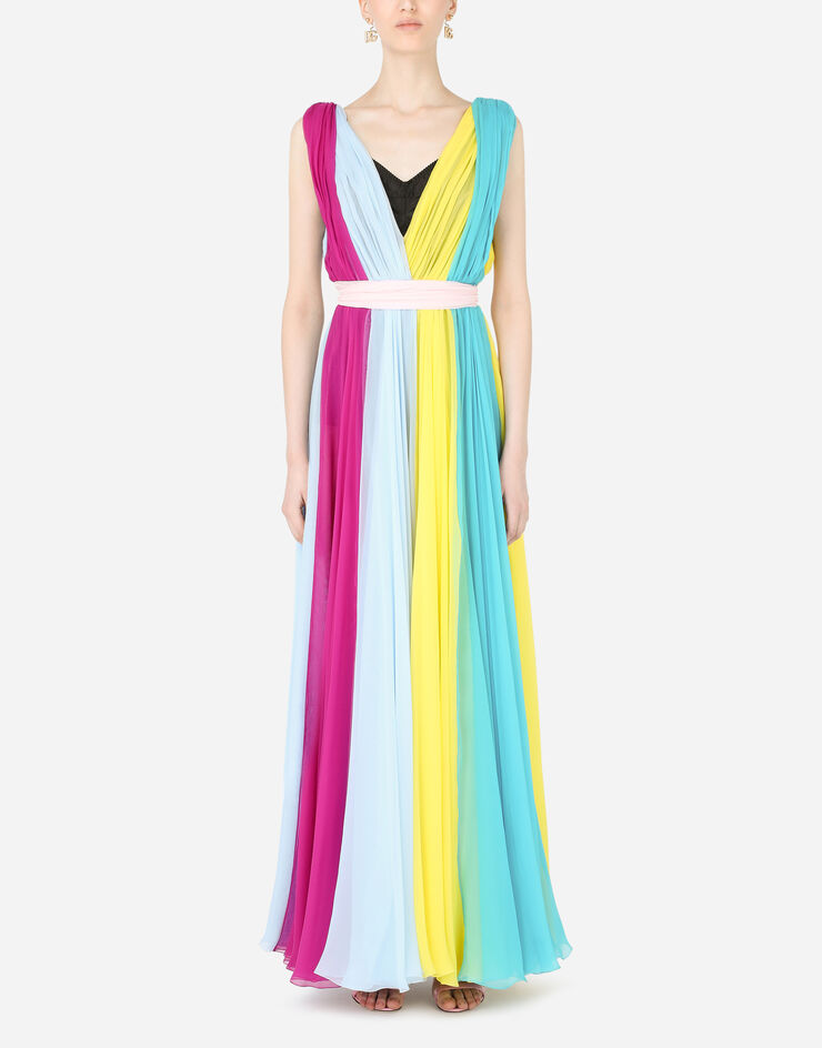 Dolce & Gabbana Long multi-colored chiffon dress Multicolor F6L0DTGDX97