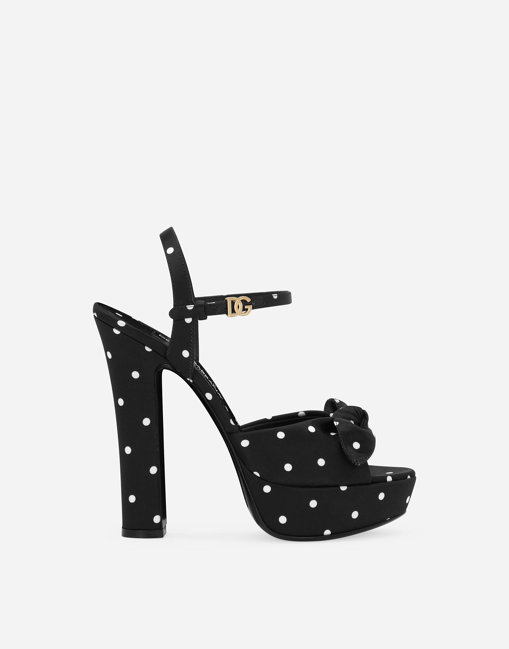 Dolce & Gabbana Printed satin platform sandals Black O8B76JONO12