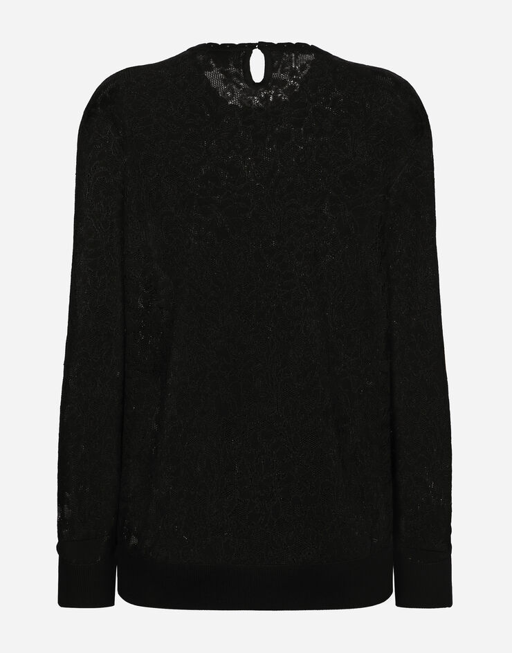 Dolce & Gabbana Round-neck lace-stitch top Black FXD08TJBMR6