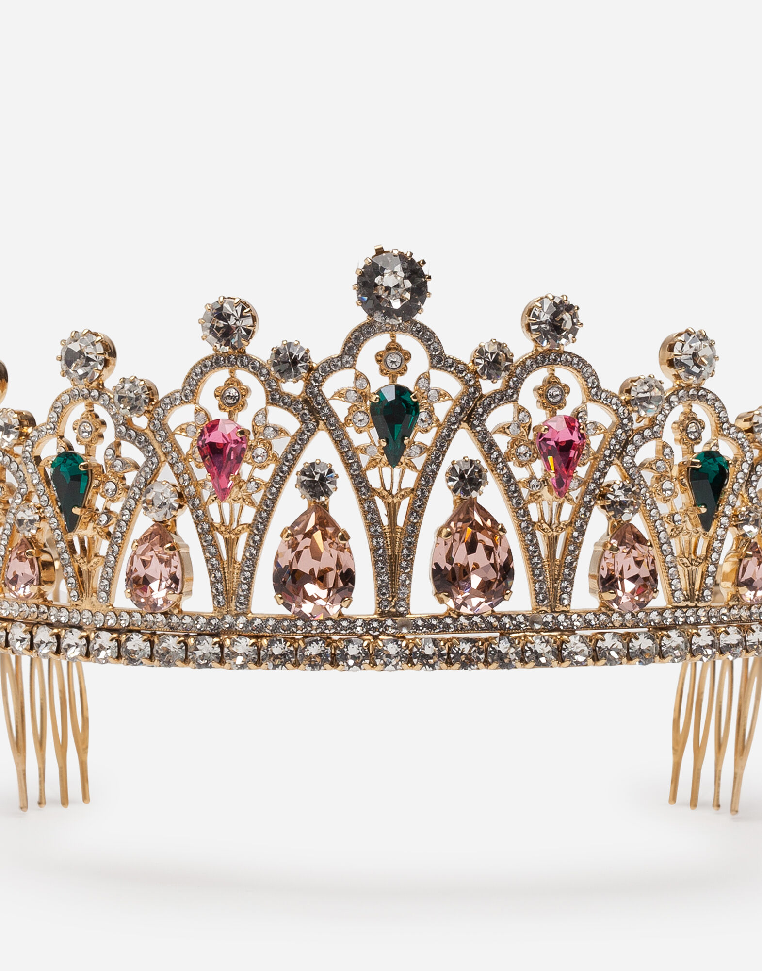 Dolce & Gabbana フラワーティアラ DOLCE & GABBANA Tiara Crown Diadem Gold Brass Floral