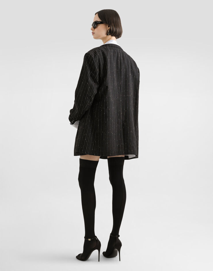 Dolce & Gabbana Tulle top with flower embroidery Black F7BO2TILMD3