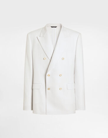 Dolce & Gabbana Sicilia light double-breasted viscose jacket White G2QS7TFU8CQ