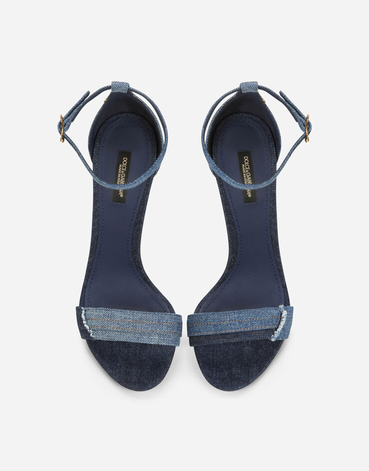 Patchwork denim sandals with baroque DG heel in Denim for Women | Dolce ...