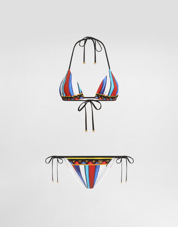 Dolce & Gabbana بكيني مثلث بطبعة carretto Multicolor O8A02JON0HE