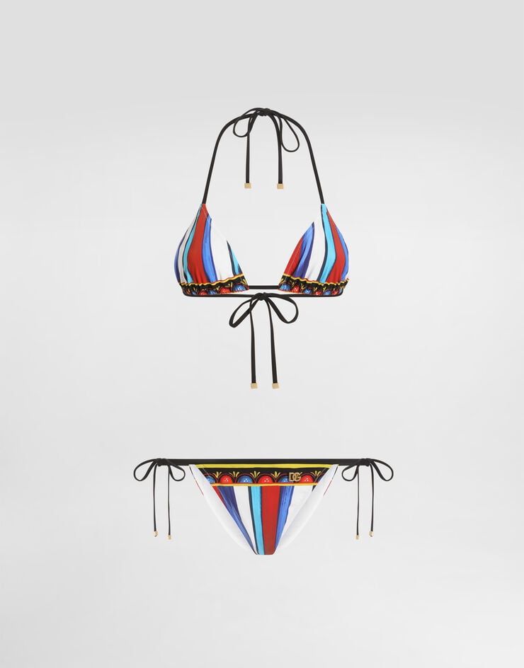 Dolce & Gabbana بكيني مثلث بطبعة carretto Multicolor O8A02JON0HE