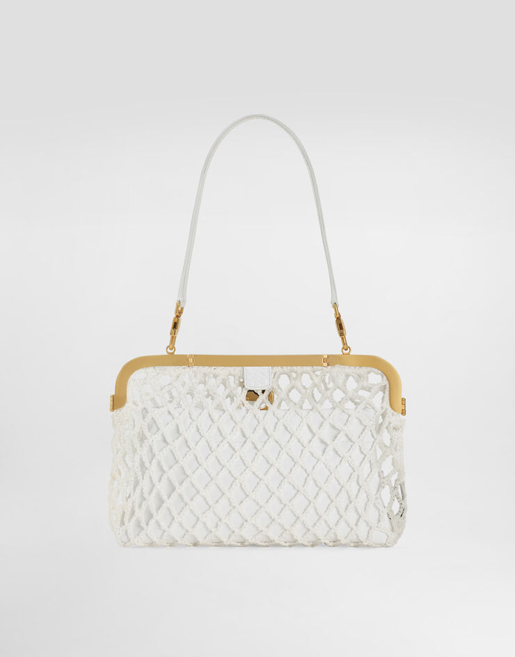 Dolce & Gabbana Amanda handbag in mesh and palmellato calfskin White BB7920A0699