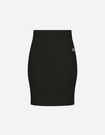 Dolce & Gabbana Minigonna in punto Milano con logo DG Nero F4CJDTFUGPN