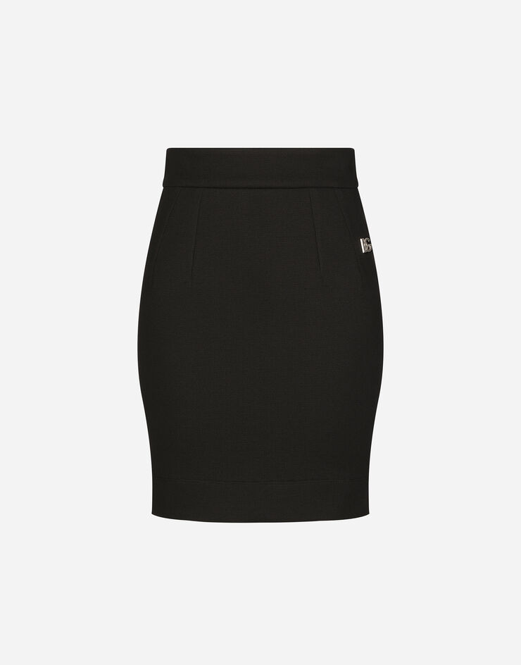 Dolce & Gabbana Milano rib miniskirt with DG logo Black F4CJDTFUGPN