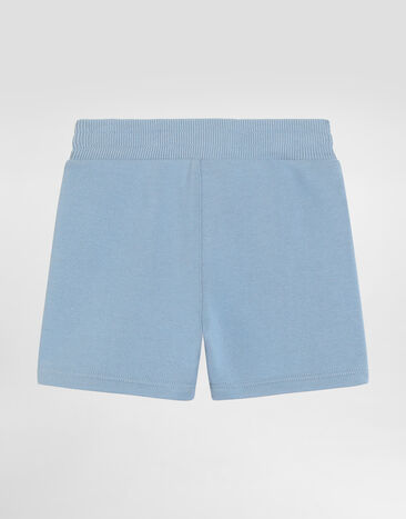 Dolce & Gabbana Fleece bermuda shorts with leopard print and DG logo Blue L1JQW0G7PNF