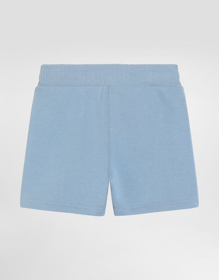 Dolce & Gabbana Fleece bermuda shorts with leopard print and DG logo Blue L1JQW0G7PNF